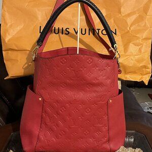 AUTHENTIC LOUIS VUITTON BAGATELLE HOBO MONOGRAM EMPREINTE LEATHER - RED 39104